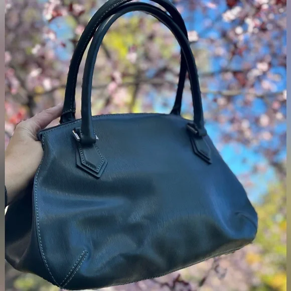 CROMIA Italian Leather Grey Top Handle Satchel Bag - Picture 2 of 10